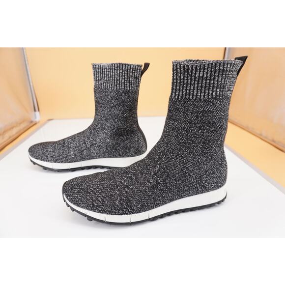 Jimmy Choo Norway Black Silver Lurex Sock Ankle Boot SZ 38 Sneaker Women's $850 - Picture 6 of 10